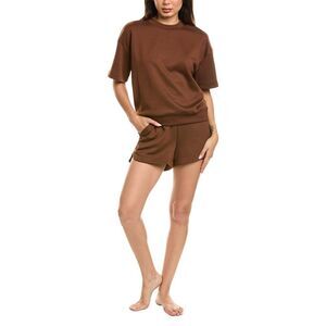 Marion Womens  2Pc Banded T-Shirt & Short Set, Brown
